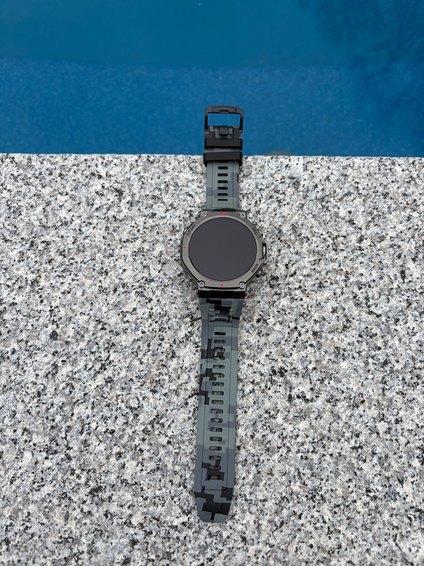 Forge Genesis smartwatch lineup in black, red, and camouflage straps