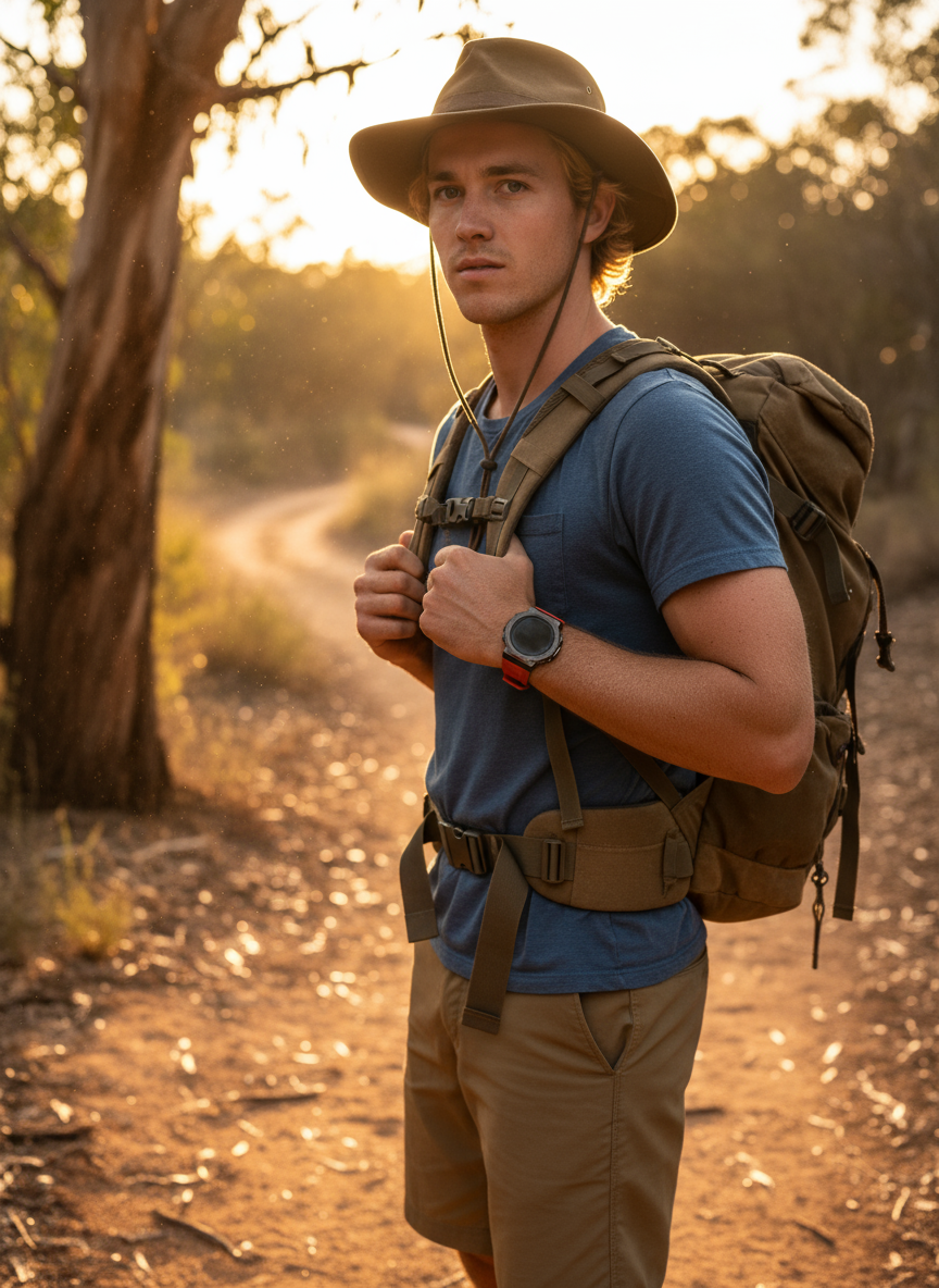 Forge Genesis smartwatch on wrist during mountain hike, GPS navigation active